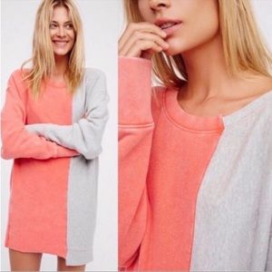 Free People Long Sleeve Coral and Gray Dress